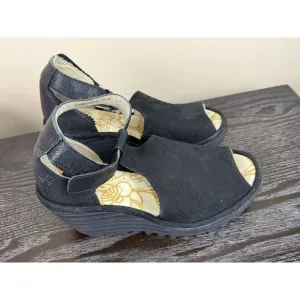 Fly London Yall Platform Wedge Sandals Shoes Size 36 Black