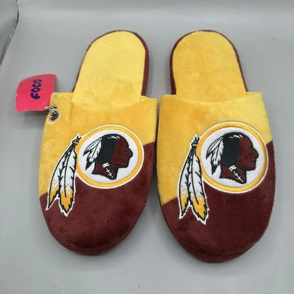 FOCO NFL Washington Redskins Mens Slippers XL 13/14 Rubber Outsole Collectible