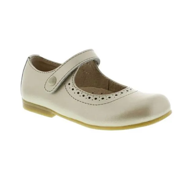FootMates Emma 3104 Mary Jane Girls US 9.5 Soft Gold Leather Dress Shoes ZPO694