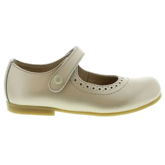 FootMates Emma 3104 Mary Jane Girls US 9.5 Soft Gold Leather Dress Shoes ZPO694