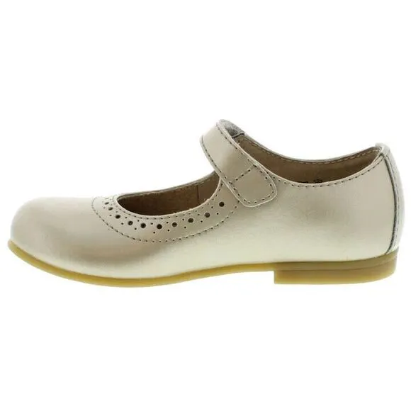 FootMates Emma 3104 Mary Jane Girls US 9.5 Soft Gold Leather Dress Shoes ZPO694