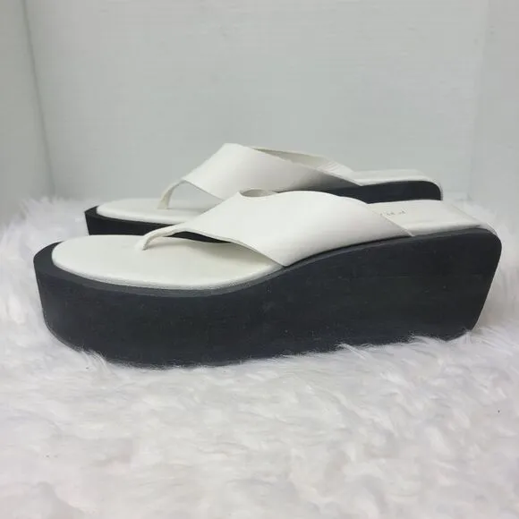 Frame Le Ocean Womens Sandals Size 7 Modern Chunky Wedge Platform Thong Shoes