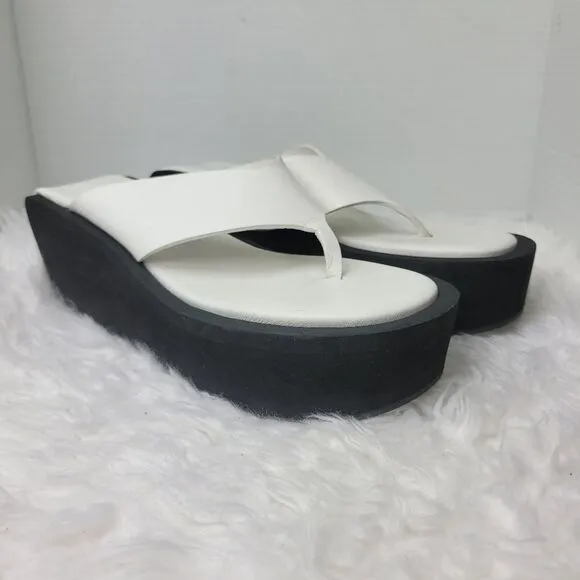 Frame Le Ocean Womens Sandals Size 7 Modern Chunky Wedge Platform Thong Shoes