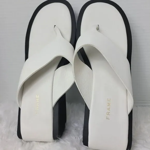 Frame Le Ocean Womens Sandals Size 7 Modern Chunky Wedge Platform Thong Shoes
