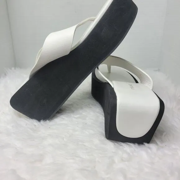 Frame Le Ocean Womens Sandals Size 7 Modern Chunky Wedge Platform Thong Shoes