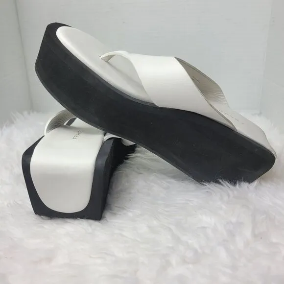 Frame Le Ocean Womens Sandals Size 7 Modern Chunky Wedge Platform Thong Shoes
