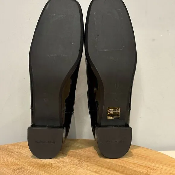 Frances Valentine Molly Patent Leather Square Toe Chelsea Boots Black Size 5.5 -
