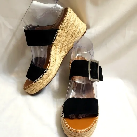 Franco Sarto Coastal Leather Espadrille Wedge Sandals (w size 8)