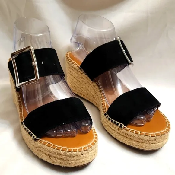 Franco Sarto Coastal Leather Espadrille Wedge Sandals (w size 8)