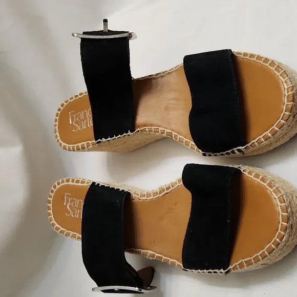 Franco Sarto Coastal Leather Espadrille Wedge Sandals (w size 8)