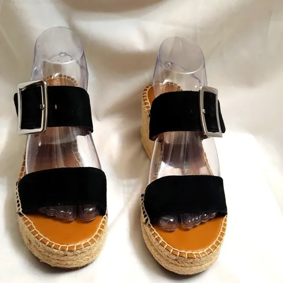 Franco Sarto Coastal Leather Espadrille Wedge Sandals (w size 8)
