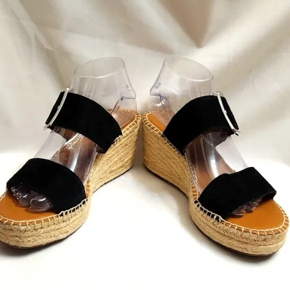 Franco Sarto Coastal Leather Espadrille Wedge Sandals (w size 8)