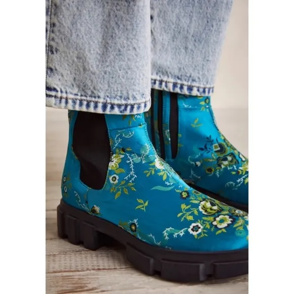 Free People × Brooks Brocade Chelsea Flower Boots