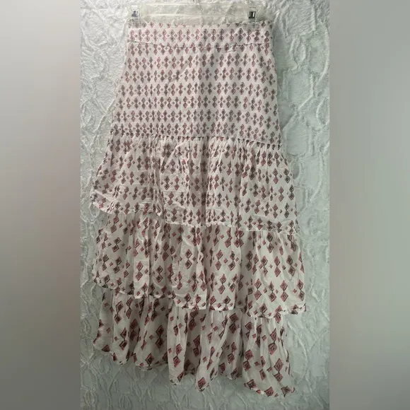 Free People Cha Cha Tiered Flounce Midi Skirt, Size 0, NWT