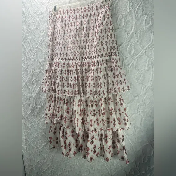 Free People Cha Cha Tiered Flounce Midi Skirt, Size 0, NWT