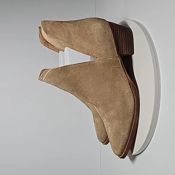 Free People Charm Double V Ankle Boots Booties Slip-On Suede Block Heel Beige 40
