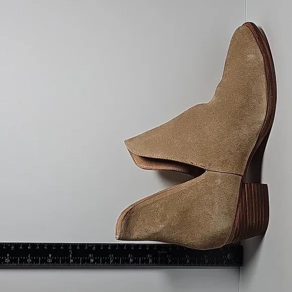 Free People Charm Double V Ankle Boots Booties Slip-On Suede Block Heel Beige 40