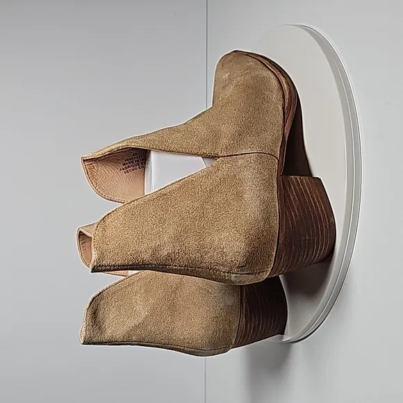Free People Charm Double V Ankle Boots Booties Slip-On Suede Block Heel Beige 40