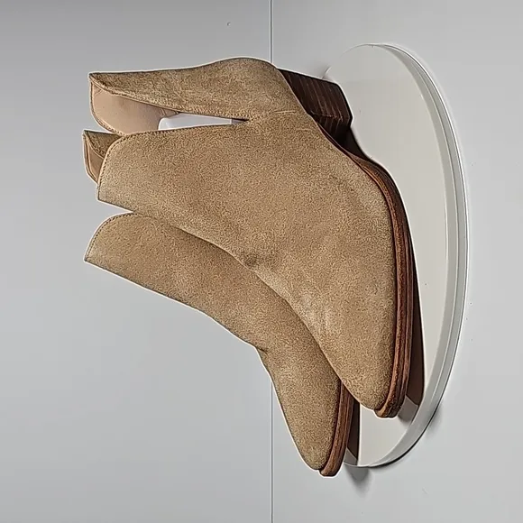 Free People Charm Double V Ankle Boots Booties Slip-On Suede Block Heel Beige 40