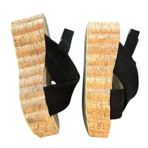 Free People Cork and Black Flatform Sandals