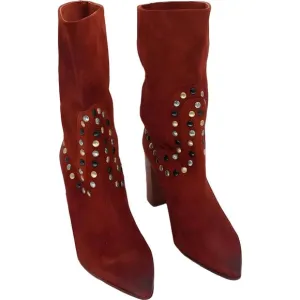 Free People Dakota Studded Suede Western Boots Ginger Snap 36.5 EU
