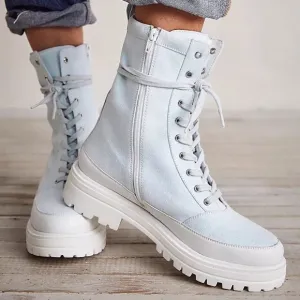 Free People Feels Good To Be Lost Lug Sole Hiker Boots Faded Indigo