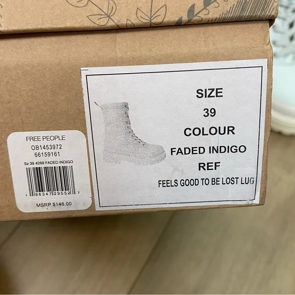 Free People Feels Good To Be Lost Lug Sole Hiker Boots Faded Indigo
