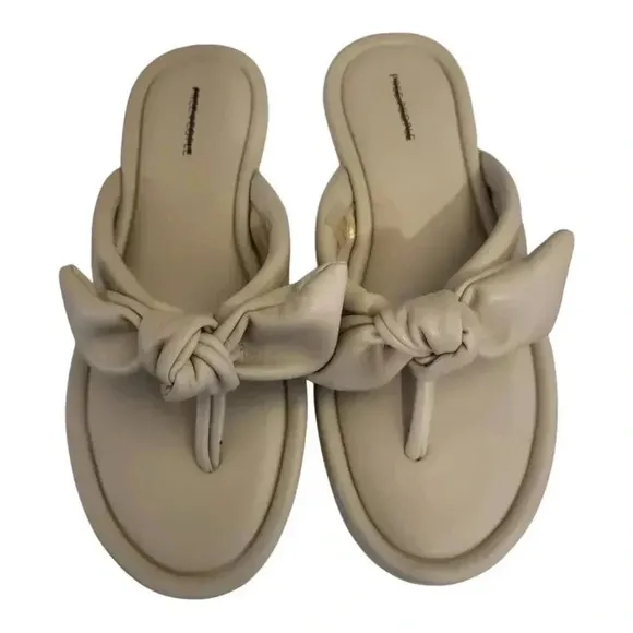 Free People Gray Brynn Bow Women’s Sandals Shoes Made in Italy SZ: 10
