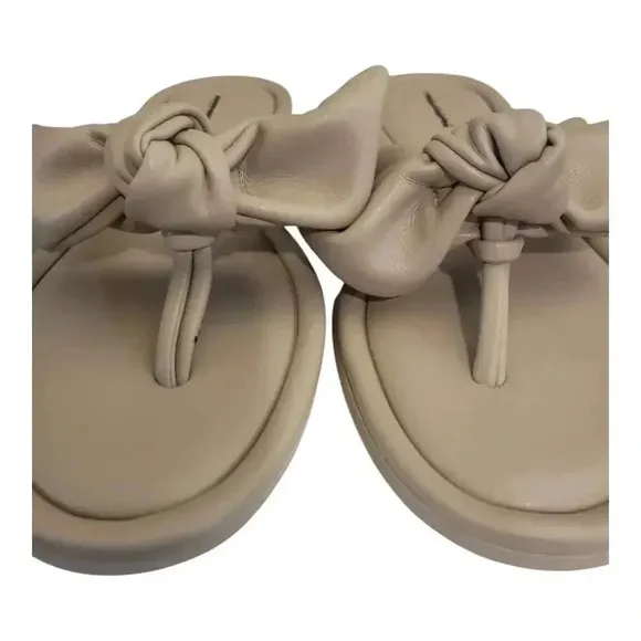 Free People Gray Brynn Bow Women’s Sandals Shoes Made in Italy SZ: 10
