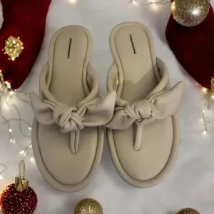 Free People Gray Brynn Bow Women’s Sandals Shoes Made in Italy SZ: 10