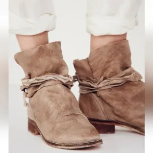 Free People Moonshine Wrap Boots Distressed Leather 40EU