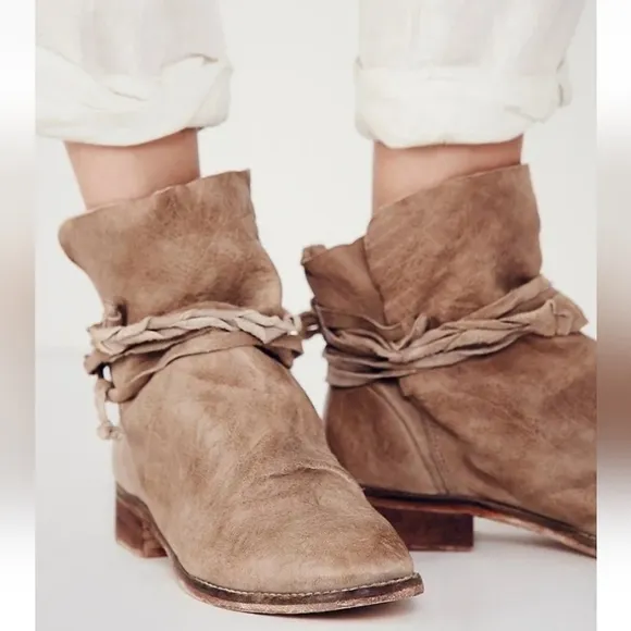 Free People Moonshine Wrap Boots Distressed Leather 40EU