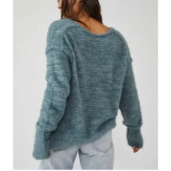 FREE PEOPLE Serendipity V Neck Sweater Storm Combo NWT