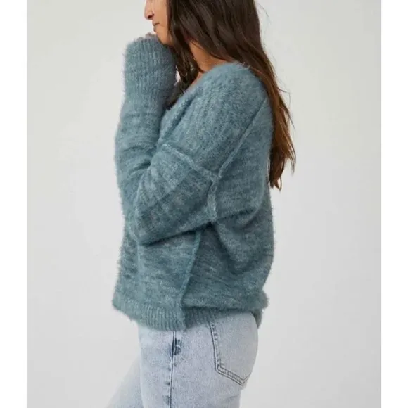FREE PEOPLE Serendipity V Neck Sweater Storm Combo NWT
