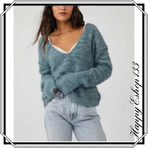 FREE PEOPLE Serendipity V Neck Sweater Storm Combo NWT