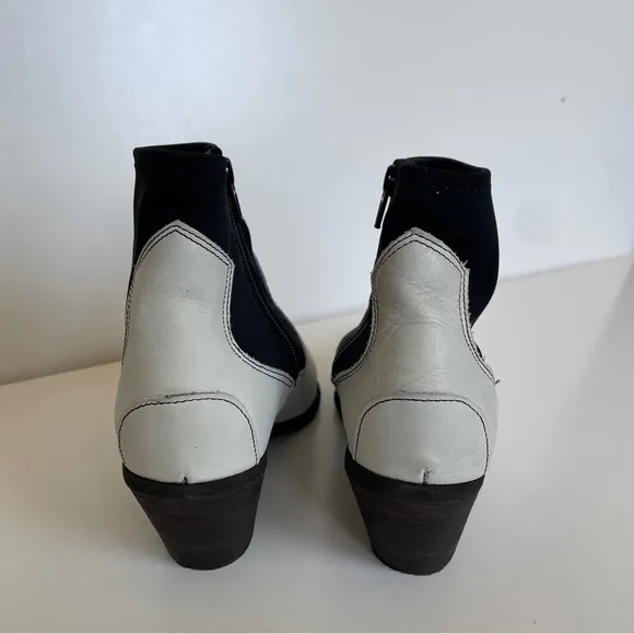 Free People White Jackson West Pointed Toe Block Heel Ankle Boots 39 9 Western