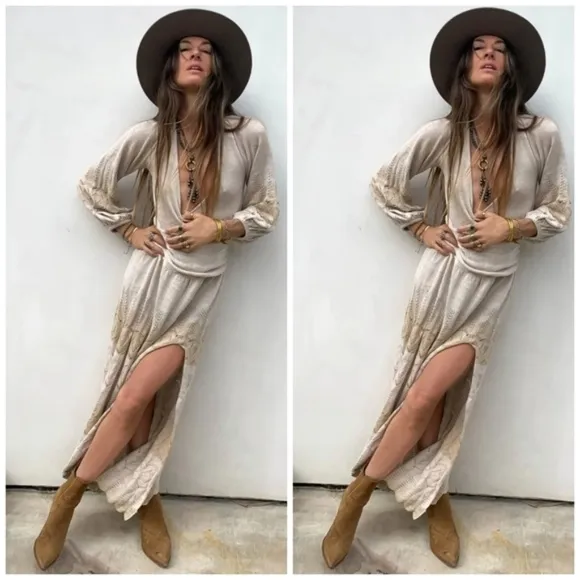 Free People X Jen's pirate booty Knit Lapis Maxi Dress.