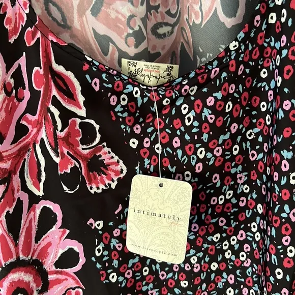 Free People Your Better Side Slip Midi Dress Color Black Combo NWT
