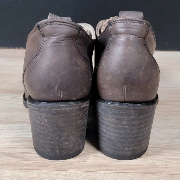 Freebird By Steven Sadie Boots Womens Size 10 Brown Leather Heeled Booties Slip