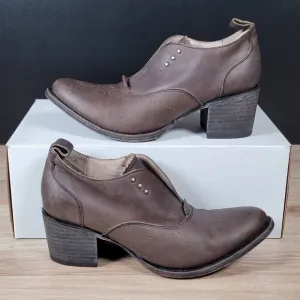 Freebird By Steven Sadie Boots Womens Size 10 Brown Leather Heeled Booties Slip