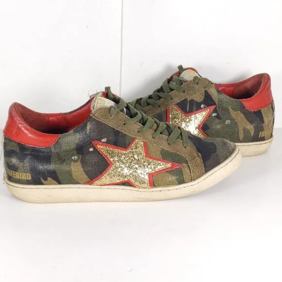 Freebird By Steven Women's Fb927 US10 Camo Red Distressed Casual Sneakers