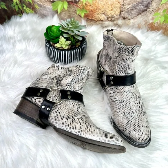 FREEBIRD Santiago Snake Leather Harness Boots, 7