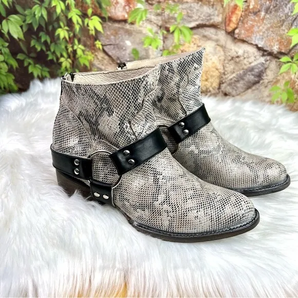 FREEBIRD Santiago Snake Leather Harness Boots, 7