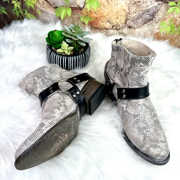 FREEBIRD Santiago Snake Leather Harness Boots, 7