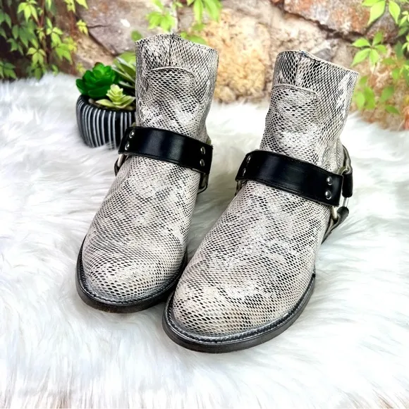FREEBIRD Santiago Snake Leather Harness Boots, 7