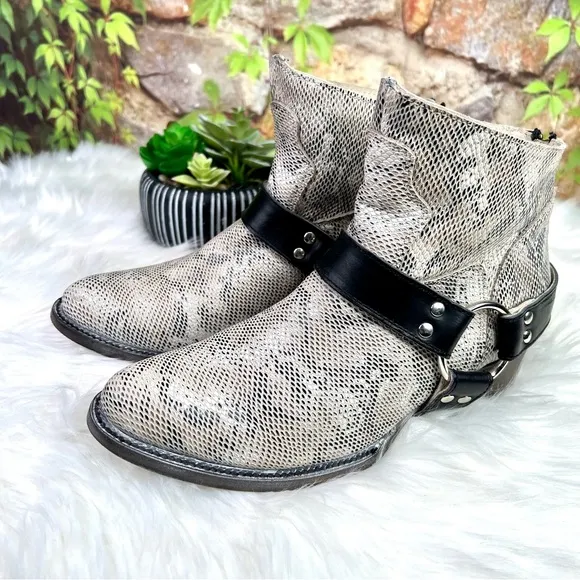 FREEBIRD Santiago Snake Leather Harness Boots, 7