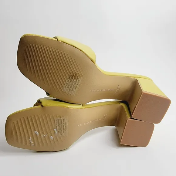 French Connection Challenge Yellow Vegan  Leather Slip On Sandals Size 7.5 NIB