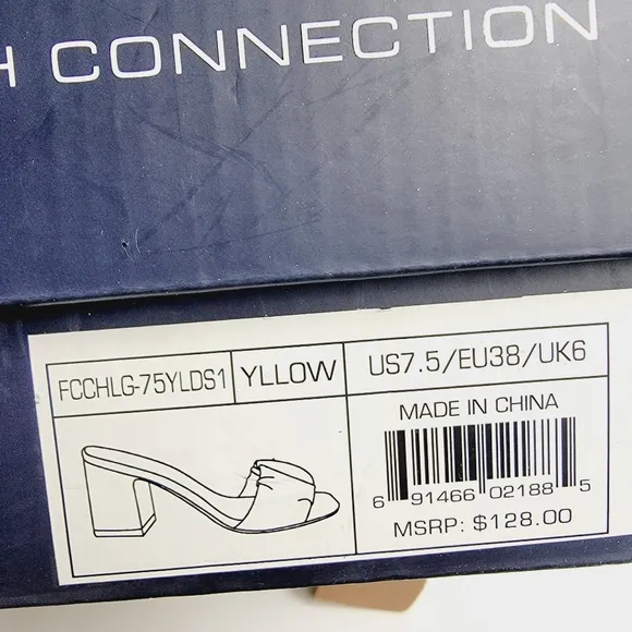 French Connection Challenge Yellow Vegan  Leather Slip On Sandals Size 7.5 NIB