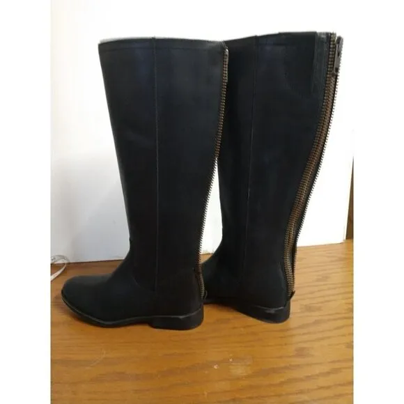 Frye &amp; Co. Jolie Back Zip Black Leather Knee-High Boots Womens Size 5.5M