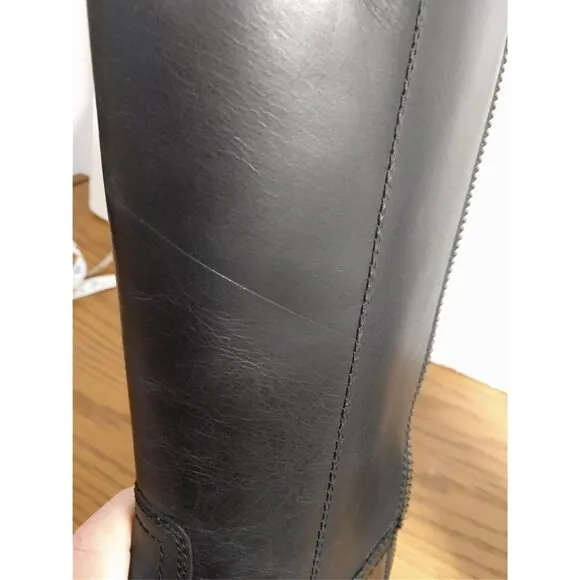Frye &amp; Co. Jolie Back Zip Black Leather Knee-High Boots Womens Size 5.5M